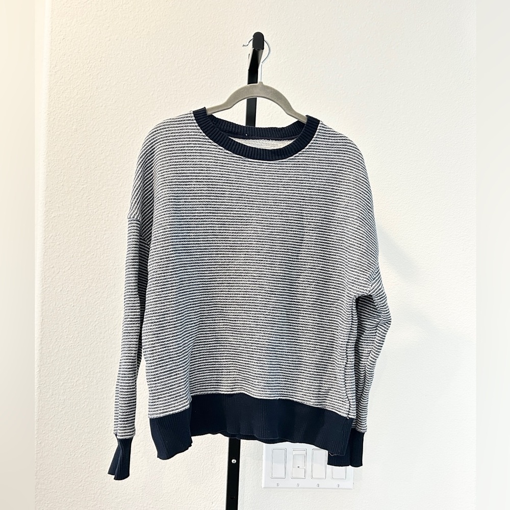 Frank & Eileen Striped Navy and White Sweatshirt, Size XS, New without Tag